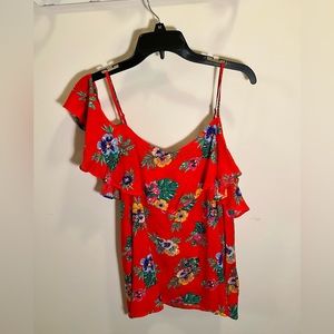 Old Navy Red Off the Should shirt